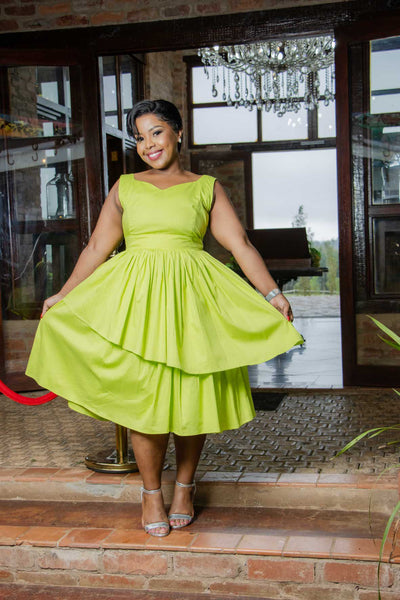 Anelisa Dress in Navy/Lime