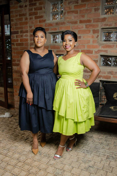 Anelisa Dress in Navy/Lime