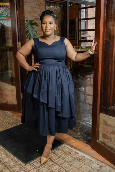 Anelisa Dress in Navy/Lime