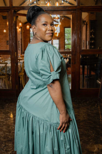 Sage Cascade Dress