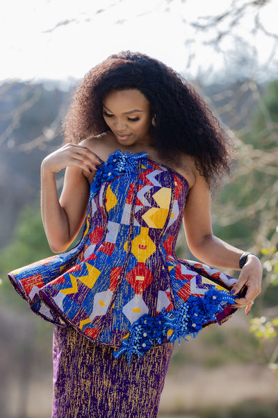 Multicolour Peplum Two Piece Set