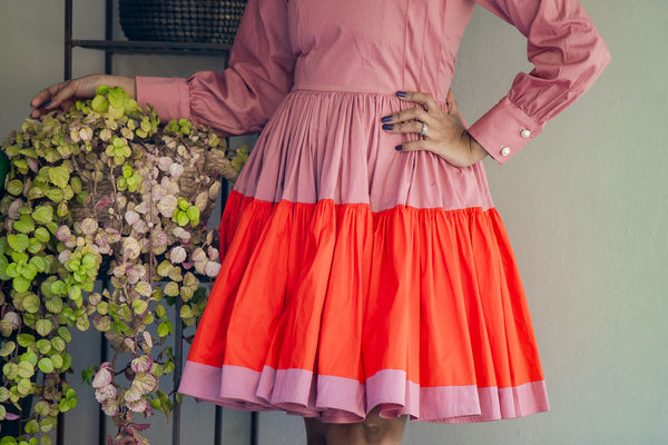 Pink & Orange Flared Dress