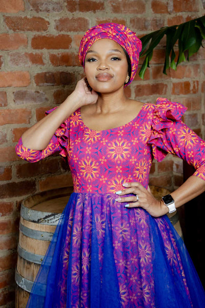 Qhawekazi Shweshwe and Tulle Dress