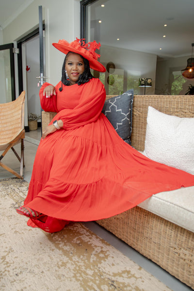Red Chiffon Maxi