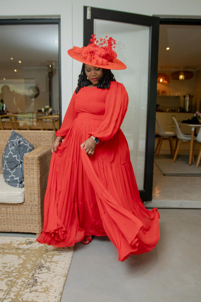 Red Chiffon Maxi