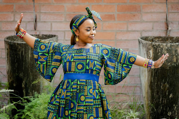 African Print Flare Midi