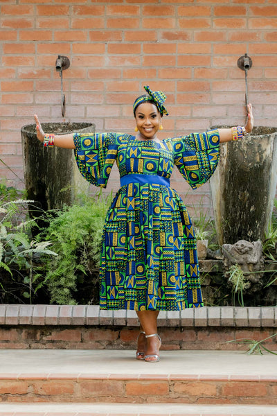 African Print Flare Midi