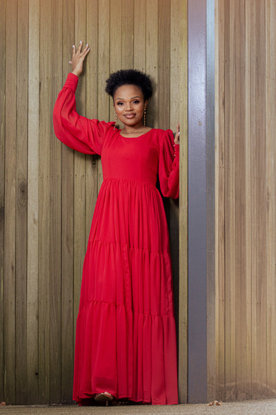 Red Chiffon Maxi