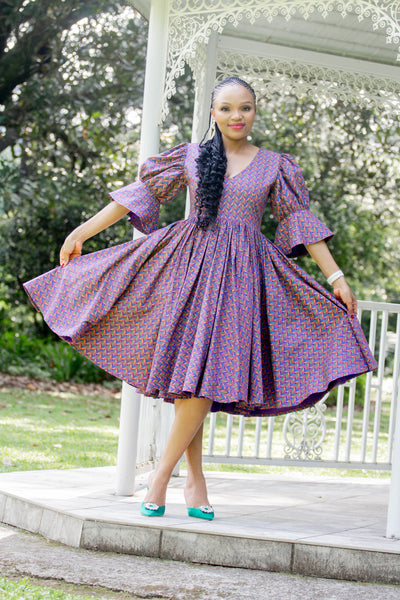 Purple Shweshwe Dress