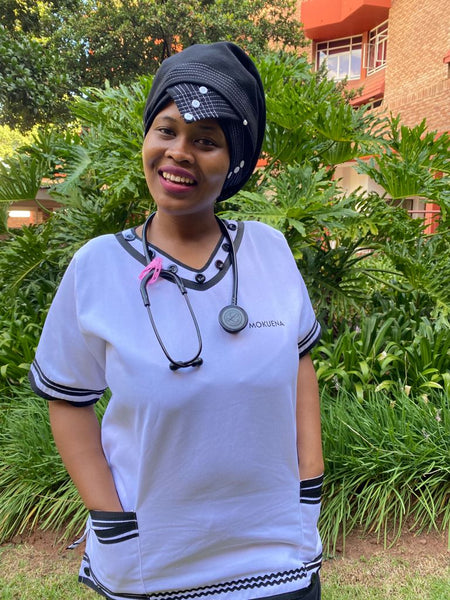 Qhawekazi Ngcoya Xhosa Inspired Scrub Set without iBhayi