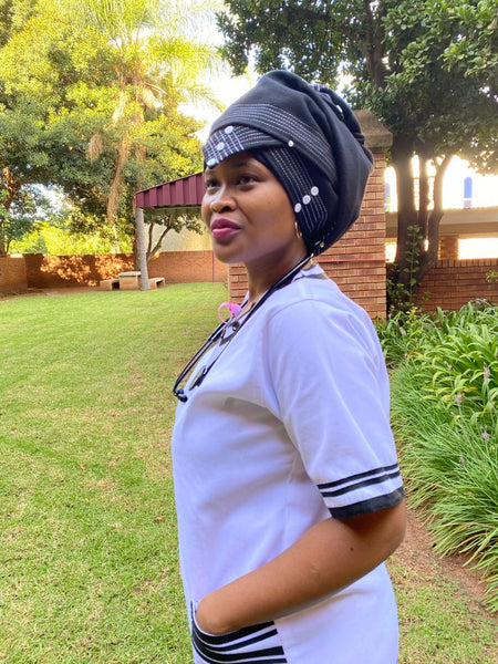 Qhawekazi Ngcoya Xhosa Inspired Scrub Set without iBhayi