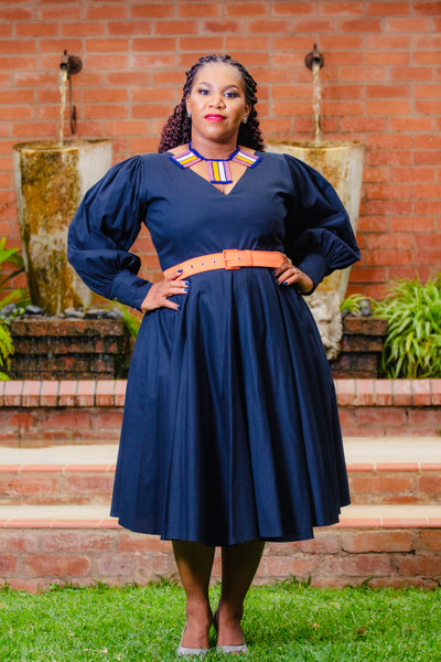 Maphetho Dress in Navy
