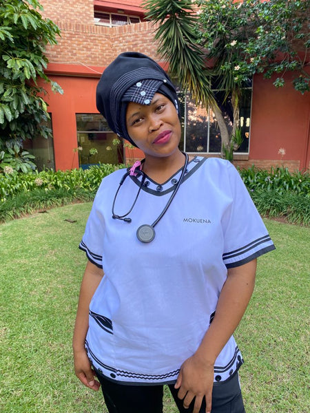 Qhawekazi Ngcoya Xhosa Inspired Scrub Set without iBhayi