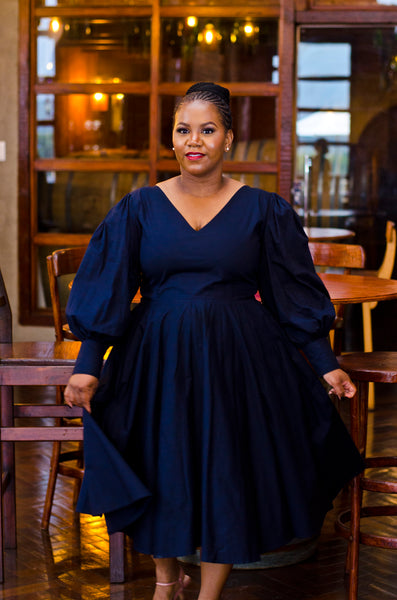 Maphetho Dress in Navy