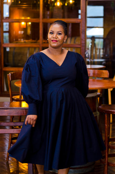 Maphetho Dress in Navy