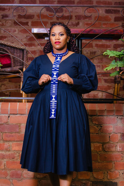 Maphetho Dress in Navy
