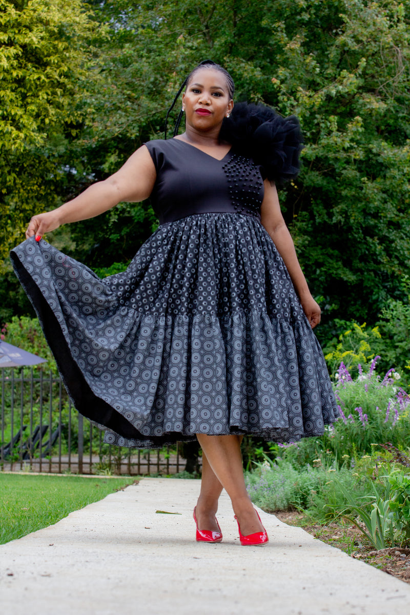 Green Shweshwe Traditional Seshoeshoe Patterns 2016 Skirt