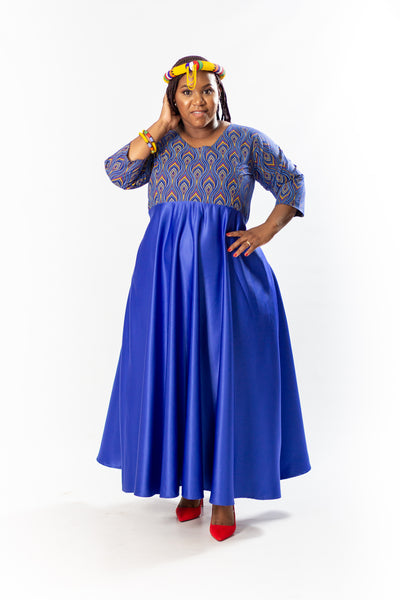 Shweshwe Royal Blue Maxi