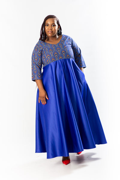 Shweshwe Royal Blue Maxi