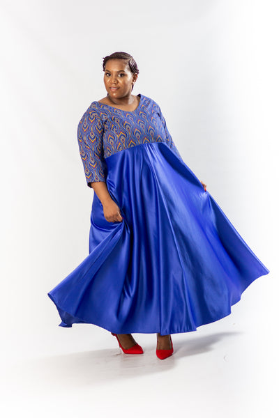 Shweshwe Royal Blue Maxi