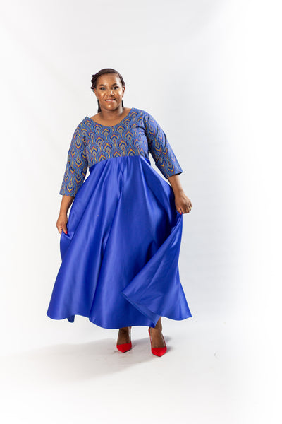 Shweshwe Royal Blue Maxi
