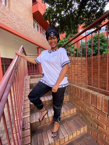 Qhawekazi Ngcoya Xhosa Inspired Scrub Set without iBhayi