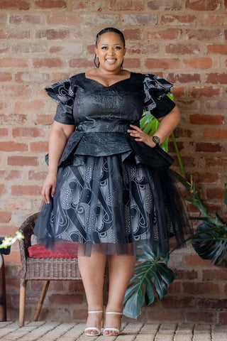 Peplum Brocade Dress