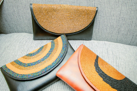 Beaded Leather Clutch Collection