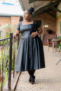 Black Leather Midi Dress