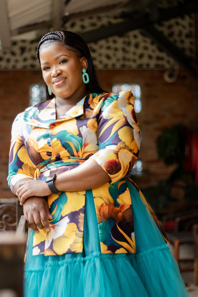 Floral Satin Belted Blouse
