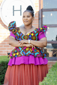 Ankara Print & Purple Peplum Top