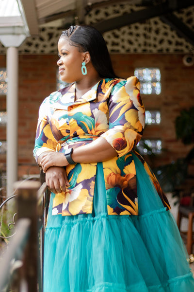 Floral Satin Belted Blouse