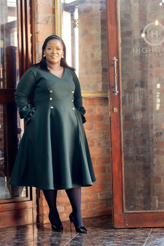 Forest Green Flared Midi
