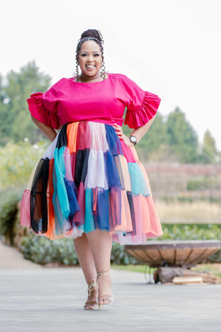 Multicolour Tiered Tulle Skirt