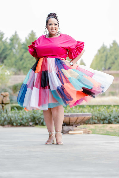 Multicolour Tiered Tulle Skirt