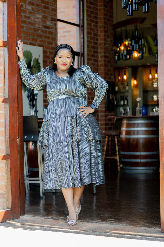 Metallic Three-Layer Dress QhawekaziStyles Metallic Three-Layer Dress QhawekaziStyles