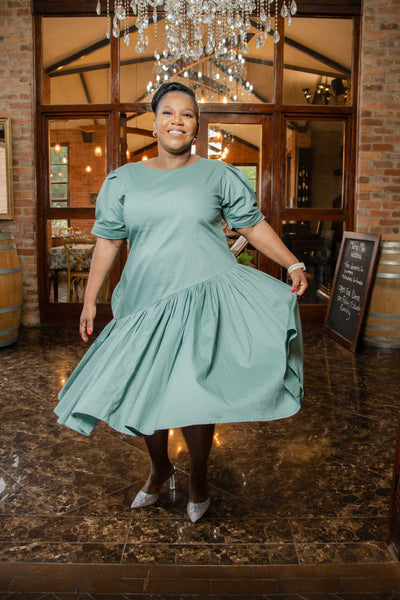 Sage Cascade Dress