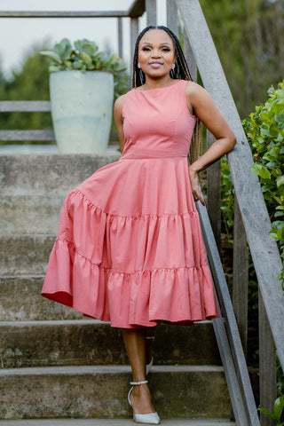 Salmon Pink Layered Dress