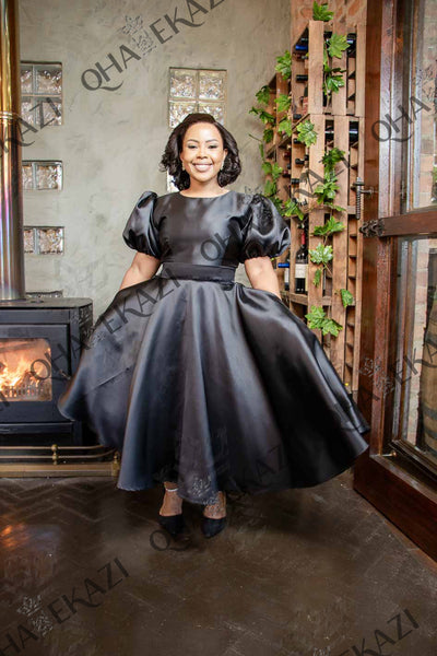 Sarifa Black Mikado Dress