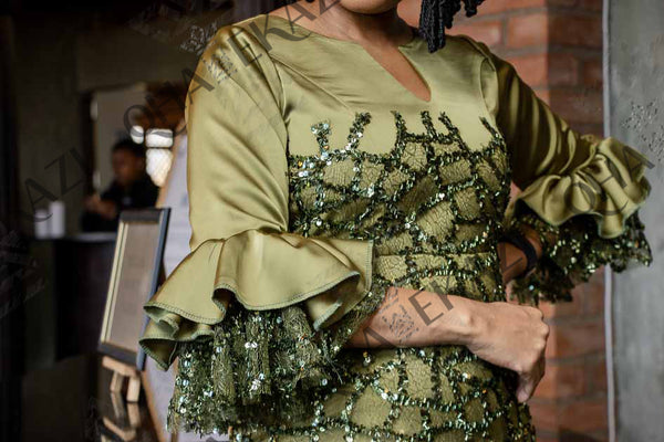 Olive Sequin Maxi