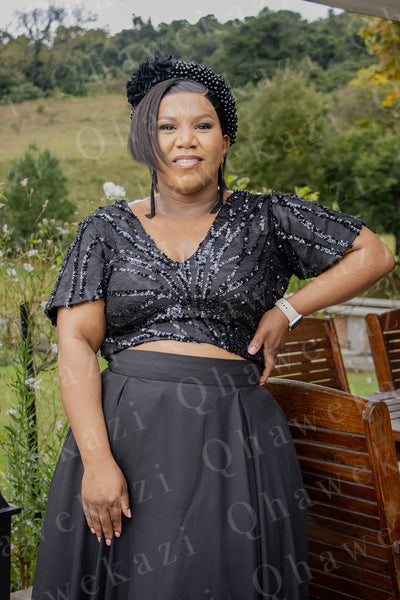 Black Sequin Crop