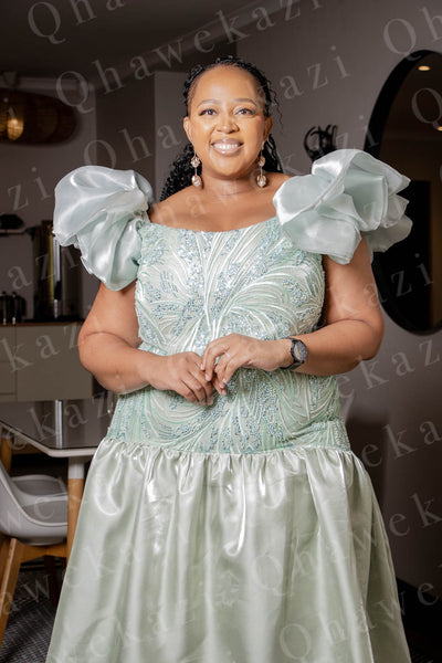 Mint Mikado Lace Dress