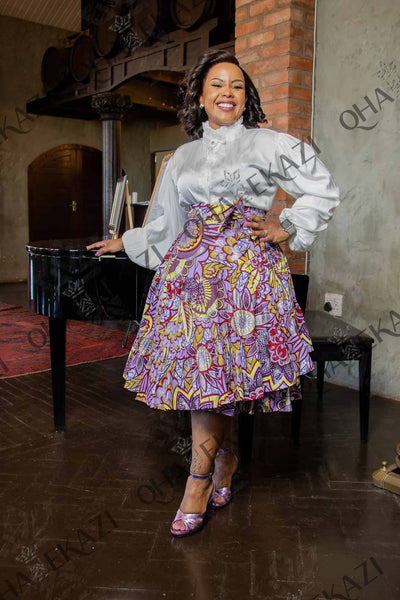 Purple African Print Wrap Skirt