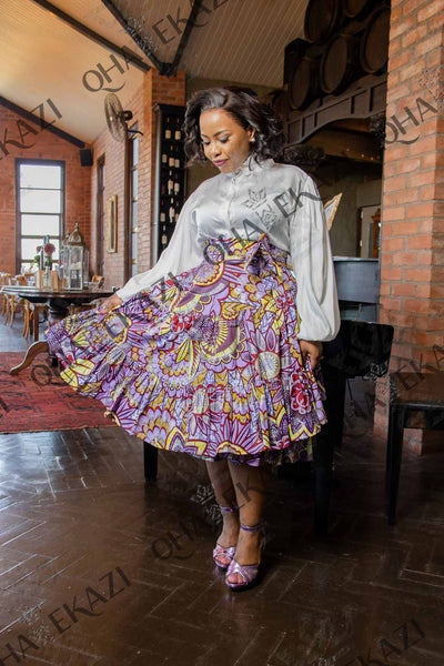 Purple African Print Wrap Skirt