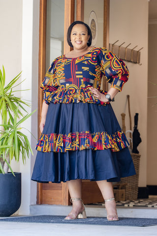 Tiered Peplum Ankara Dress