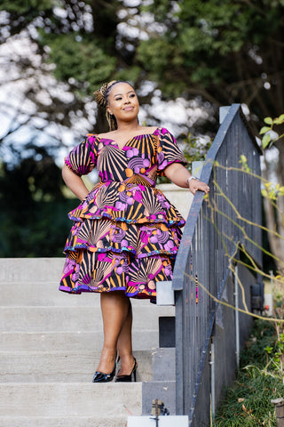 Sweetheart Dress in Purple & Orange