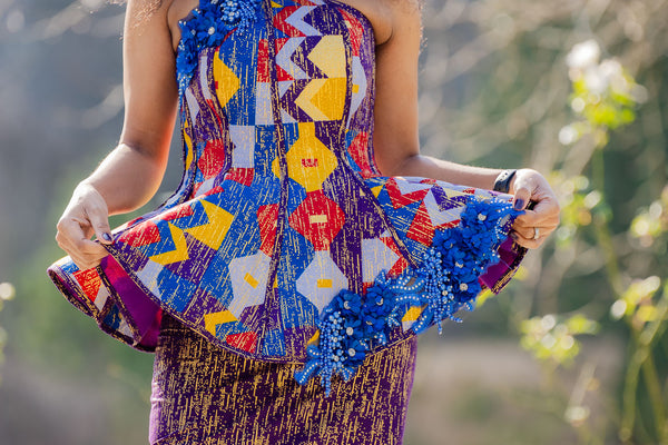 Multicolour Peplum Two Piece Set