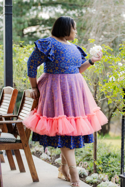 Tulle Accent Shweshwe Dress