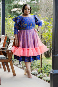 Tulle Accent Shweshwe Dress