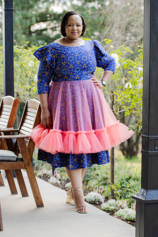 Tulle Accent Shweshwe Dress